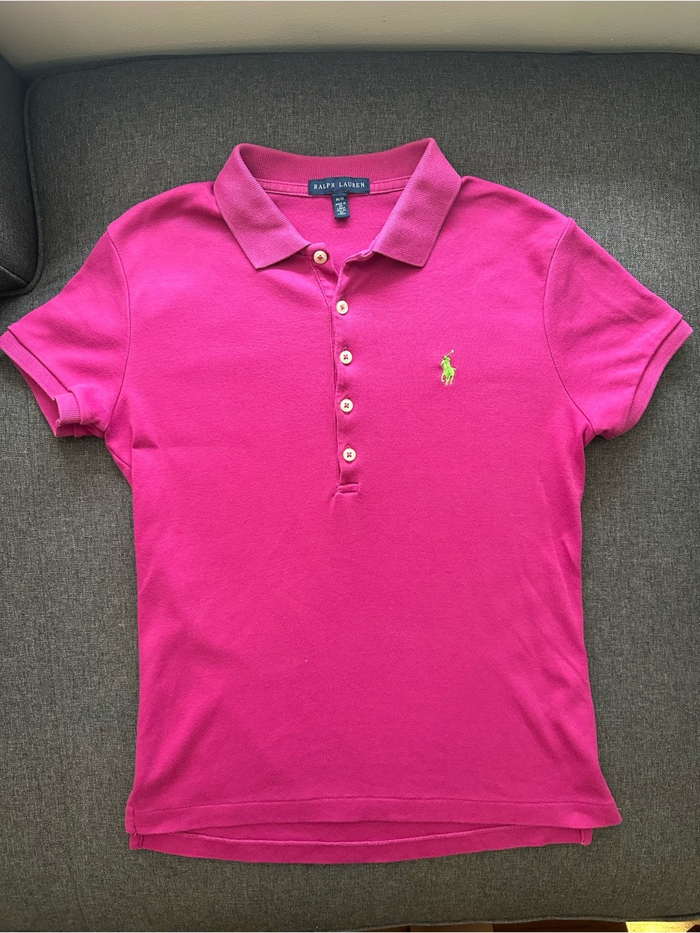 Ralph Lauren Girls Pink Y2K Polo with Lime Pony